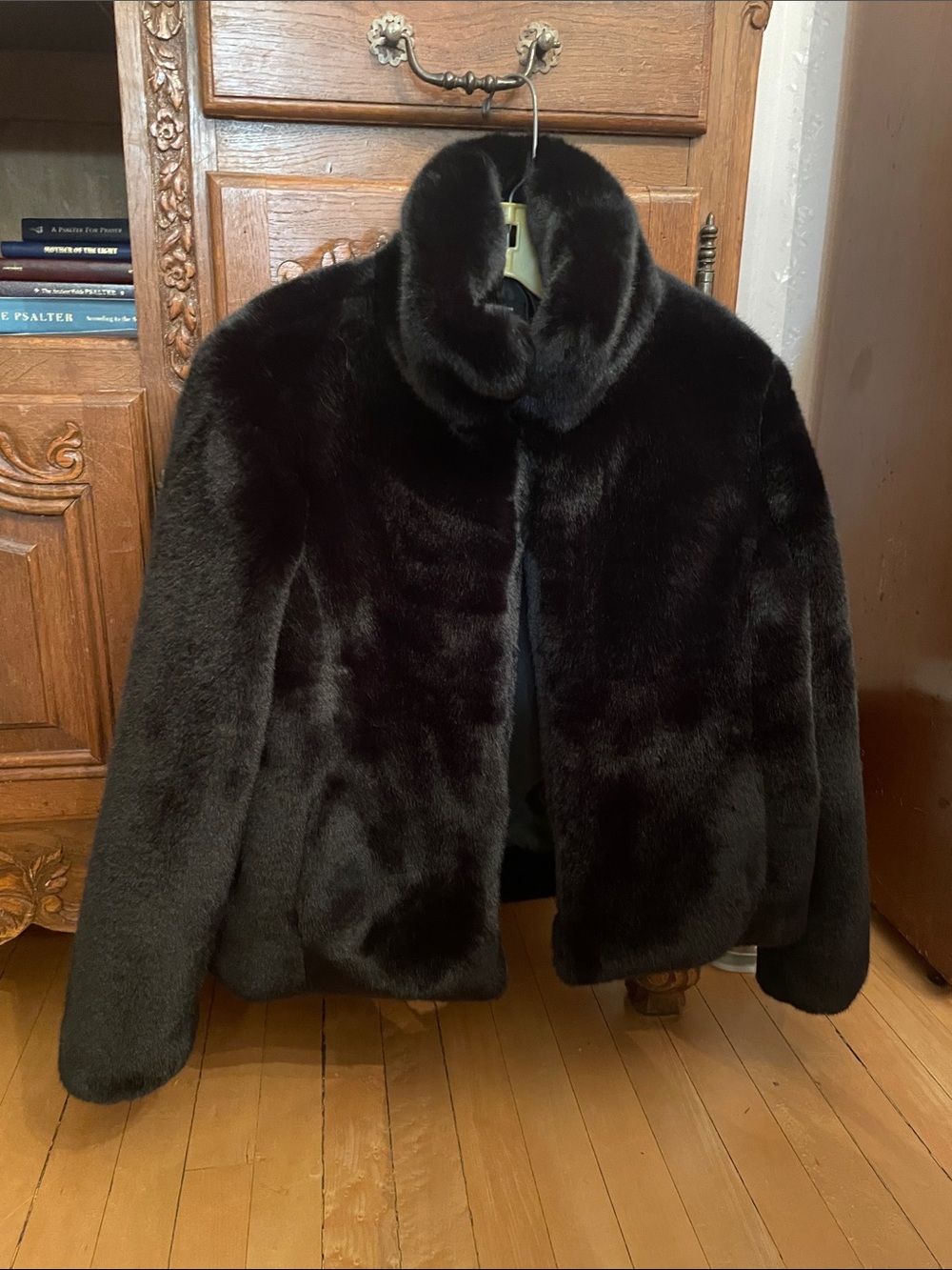 Black Faux Fur Jacket - Women's Plush Winter Coat